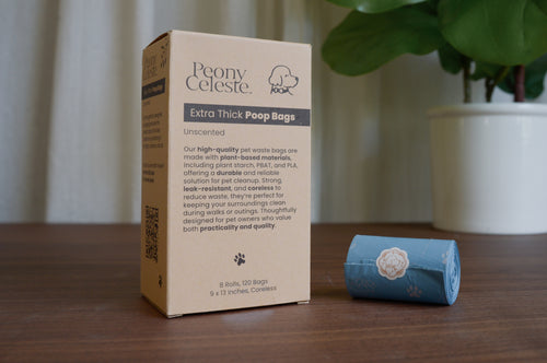 Extra Thick Plant Based Poop Bags by Peony Celeste