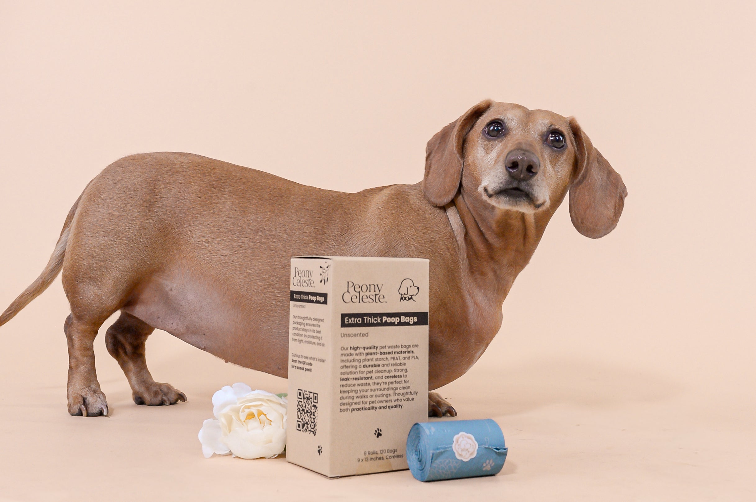 Extra Thick Plant Based Poop Bags by Peony Celeste