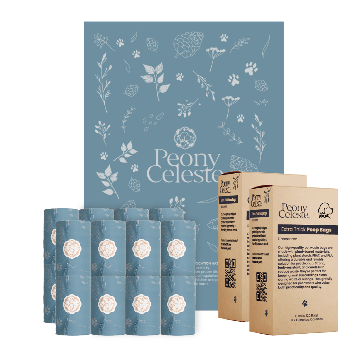 Extra Thick Plant Based Poop Bags by Peony Celeste