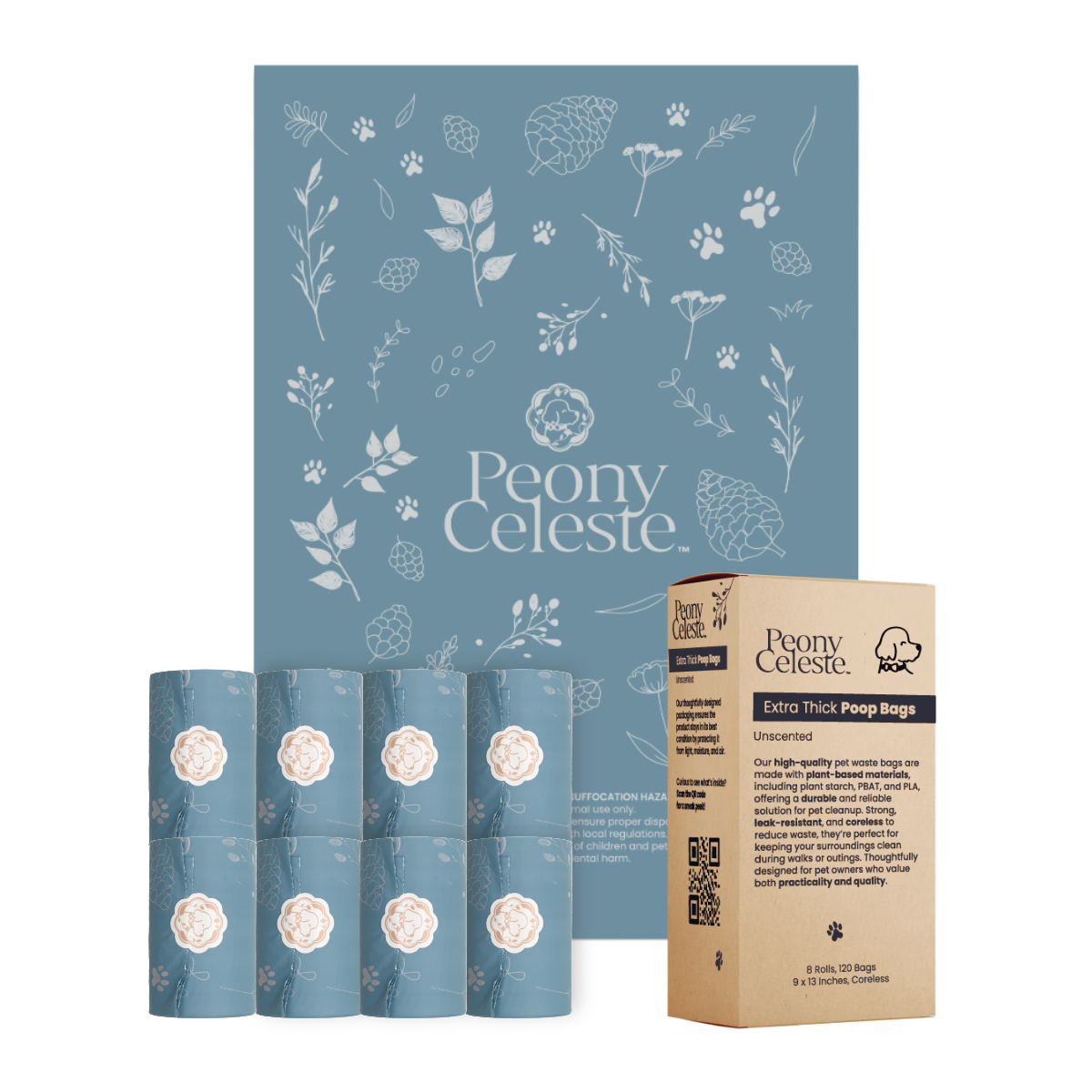 Extra Thick Plant Based Poop Bags by Peony Celeste